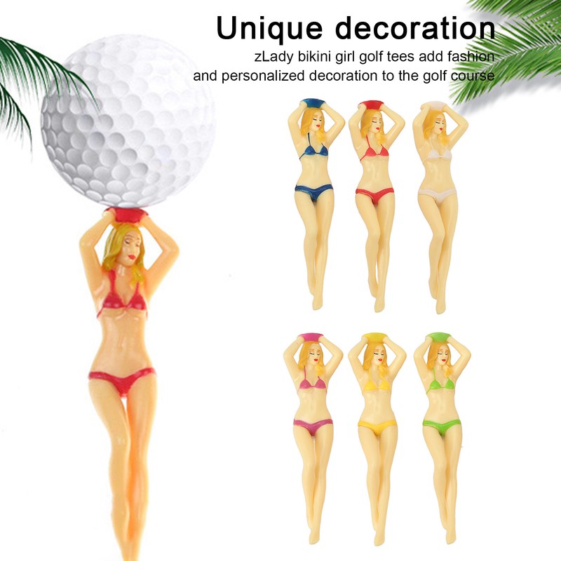 6PCS Funny Golf Tees Plastic Lady Bikini Girl Golf Tees