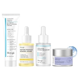 Skin Care Coreano 4 En 1 Kit,con 1 Serum Centella Asiatica,1 Esencia hidratante de ácido hialurónico, 1 esencia antienvejecimiento,1 Crema para Cuello,Hidrata,antienvejecimiento,para Todo Tipo de Piel