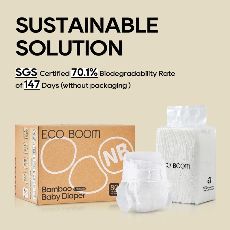 ECO BOOM Diapers, Viscose from Bamboo Diapers, Natural Soft Disposable
