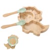 HonGien Baby Plates with Suction Bamboo Plates with Fork and