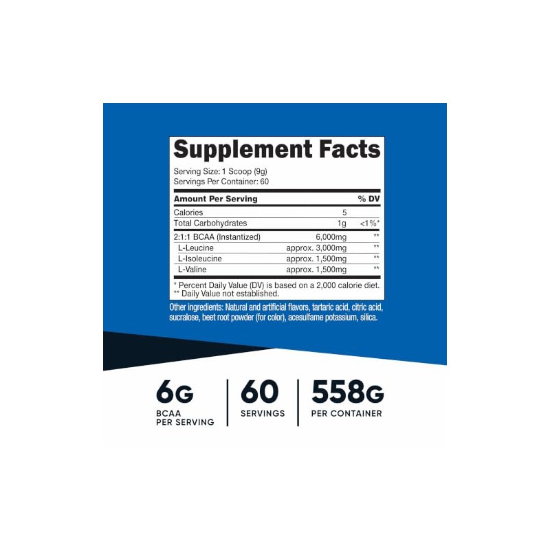 Nutricost BCAA Powder 211 (Watermelon) - 500 Grams by Nutricost