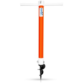 AugHog® AugBrella Commercial-Grade Beach Umbrella Sand Anchor – Heavy-Duty 31″ Deep Auger with Stainless Steel Hardware – Fits Poles up to 1.6″ – UV & Impact Resistant – Made in USA (Orange)