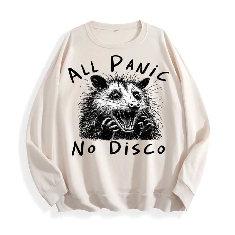 All Panic No Disco Opossum Graphic Crewneck Sweatshirt, US Warehouse,