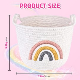 Wäschekorb Geflochten, Aufbewahrungskorb, Klein Spielzeug Korb, Korb Kinderzimmer, langlebig, Klein und bequem, Mehrzweck Organizer, Geeignet für Haushalte, Spielzeug und Wäsche (Regenbogen)