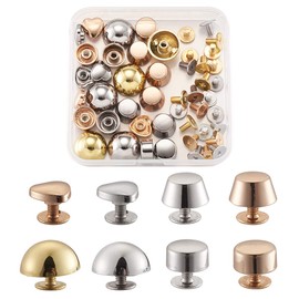 Cheriswelry 32Sets Purse Handbag Feet Nailhead Flat Stud 3 Colors Screw-Back Spike Metal Cone Studs Rivet Brads for DIY Leather Craft