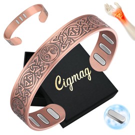 Cigmag Copper Bracelet for Men, with Powerful 9X 5000 Gauss Magnets, Adjustable Solid Pure Copper (Celtic Sun Moon Life Tree)