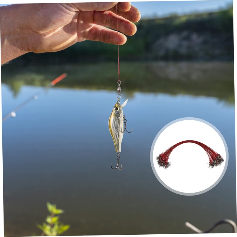 NOLITOY 100pcs Fishing Wire Leader with Swivel Bite-Resistant Rig for