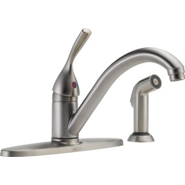Delta Faucet Classic Single-Handle Kitchen Sink Faucet with Side Sprayer in Matching Finish, Stainless 400-SS-DST