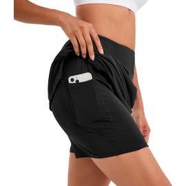 Jhsnjnr Women's Skorts Skirts with Pockets High Waisted Athletic Golf Skirt Summer Tennis Long Skort Black
