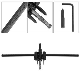 Adjustable Circle Hole Saw Cutter, 30-300 mm Black Alloy Steel Wood Cutter Drill Bit Set Used in Wooden Board, Plastic Board, Plasterboard