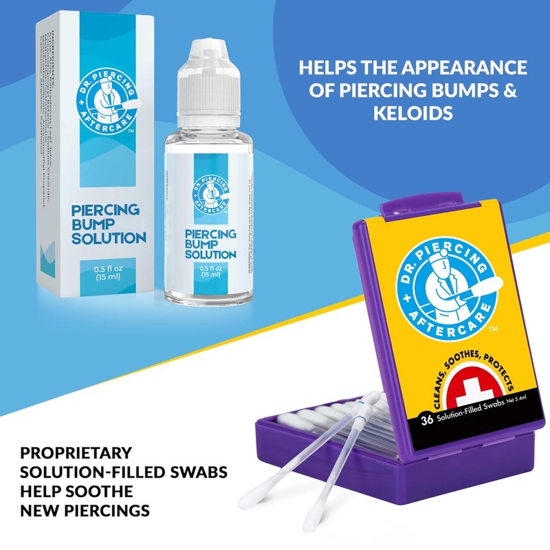 Dr. Piercing Aftercare Swabs Bundle with Keloid Bump Removal Drops