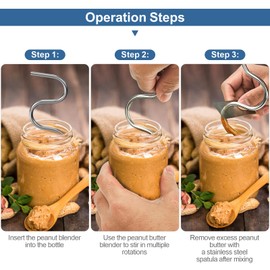 Wihteuy Peanut Butter Stirrer, Stainless Steel Peanut Butter Mixer Tool, Belongs To Professional Peanut Butter Stirrer Tool, Used For Mixing Butter And Jam, 2025 Version With Silicone Spatula