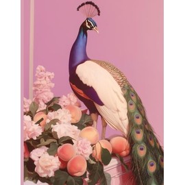 Peacock Journal: Pink Room Decor, Bird Artistic Lined Diary Notebook - Aesthetic Gift For Girls, Women, Maximalist Diary, Desk Office Accessories