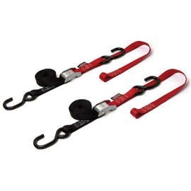 PowerTye 23621 Black/Red 1" X 6ft Cam Buckle Soft-Tye Tie-Downs with Integrated Soft Hooks