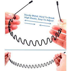 bodbop Metal Hair Band, Black, Unisex Fashion Headbands Sports Hairband Head Band Hair Hoop for Women With Non Slip Wavy Teeth