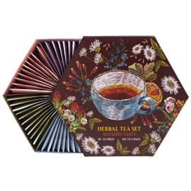 ACORUS Autumn Taste Tea Set, Natural Herbal Tea Variety Pack, Assorted Tea Box, Tea Gift Set of 6 Different Teas, Herbal Tea Sampler of 60 Tea Bags Individually Wrapped, Discover Rich Autumn Teas