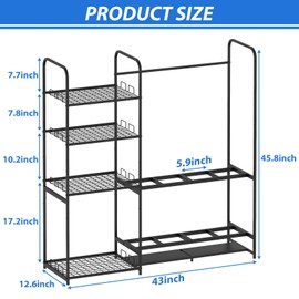 Freestanding Ski Rack for Garage - Stores 4 Pairs of Skis, Adjustable Ski Boot Holder, Organizes Skis, Boots, Poles, Goggles, Helmets & Gear, Ideal for Garage, Shed, Basement, Ski Enthusiasts