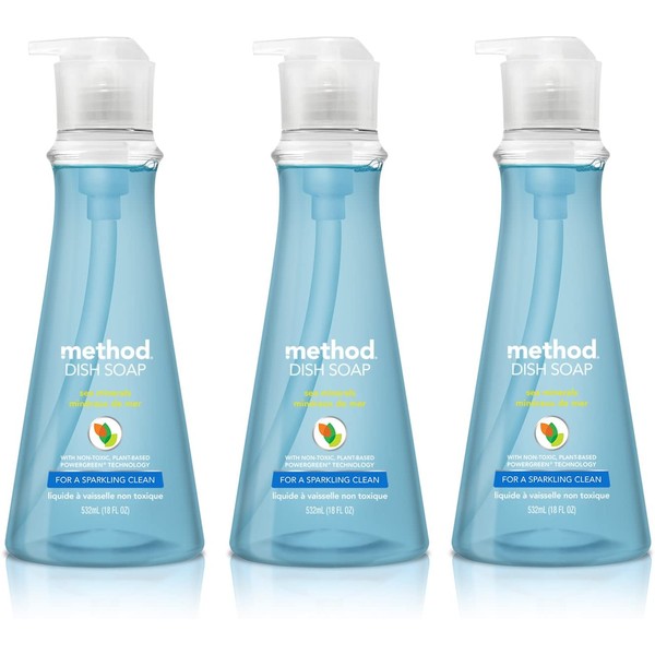 Method Naturally Derived Dish Soap Pump, Sea Minerals, 18 Fl Oz (Pack of 3)
