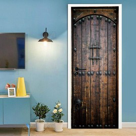 3D Door Stickers Murals Peel and Stick - Wooden Door - Door Wallpaper Self-Adhesive Door Decals Removable PVC Waterproof Door Poster for Bedroom Living Room Door Wall Decoration 30.3" x 78.7"