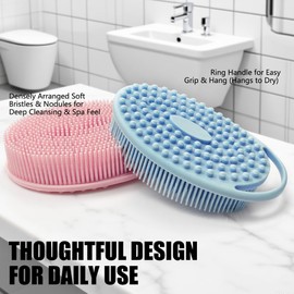 Silicone Body Scrubber Body Shower Bath and Shampoo Brush Shower Cleaning Exfoliating Use for Sensitive Skin Men & Women Black