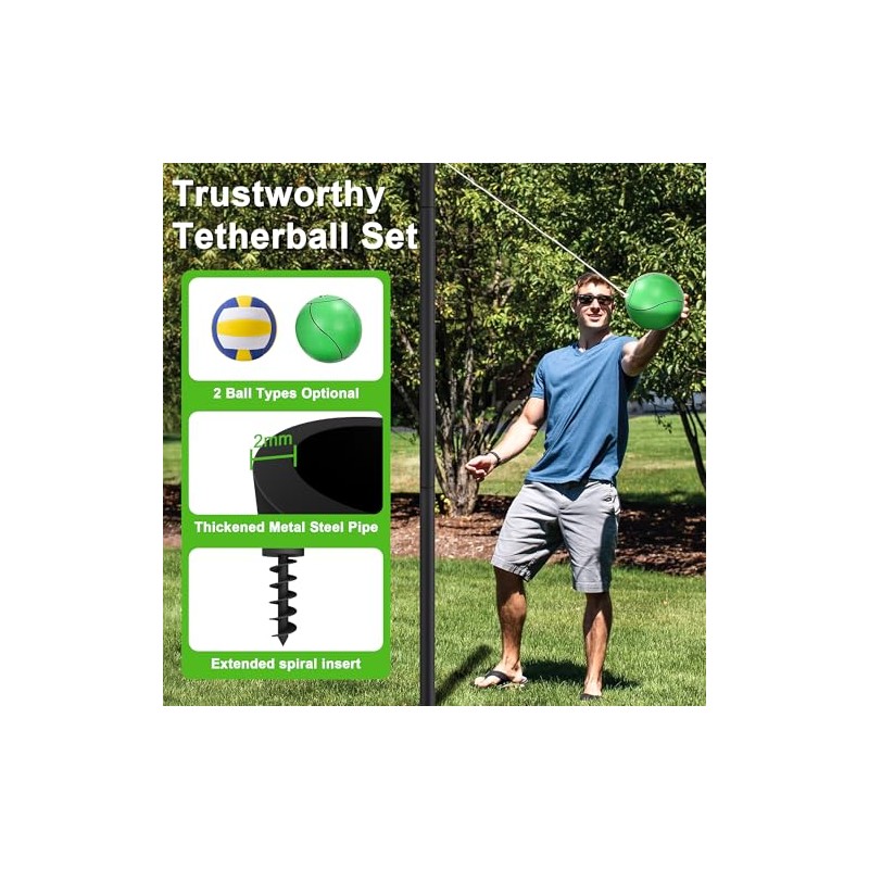 Tetherball Set, Tetherball Ball and Rope, 12 FT Adjustable Tetherball