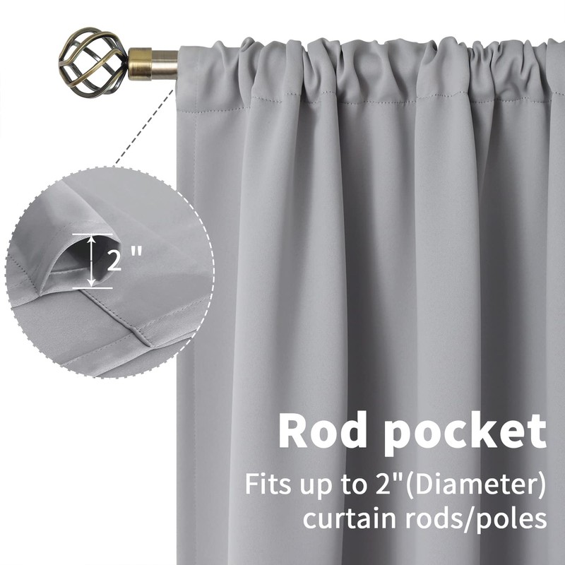BGment Light Grey Blackout Curtains 45 Inch Length for Bedroom