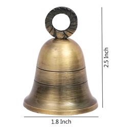 HANDTECHINDIA 3" Height Indian Brass Bells Jingle Bells for Home Door Décor, Crafts, Chimes, Christmas Décor, Cow Pet Bells Christmas Craft Bells for Christmas Decorations- Antique (4)