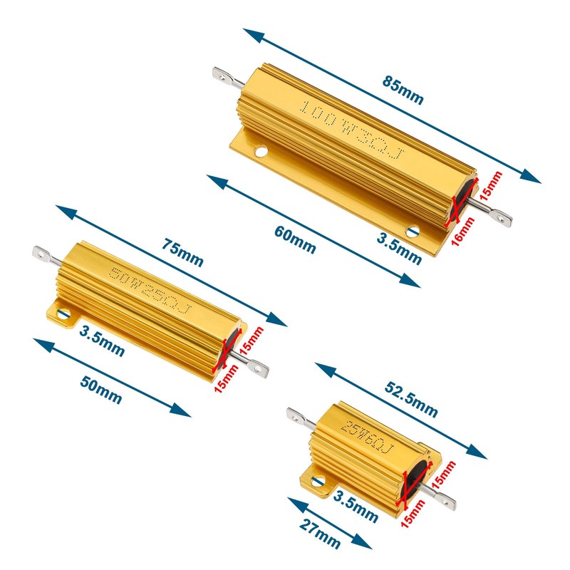 EMSea 10PCS Power Resistor Aluminum Shell Resistors 25W 6 Ohm/8