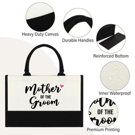 BiuNiuring Mother of the Groom Tote Bag, Gifts for Groom Mother on Wedding Day, Wedding Engagement Gift Tote Bag for Groom of Mother, Mother of the Groom Gifts Reusable Grocery Bags
