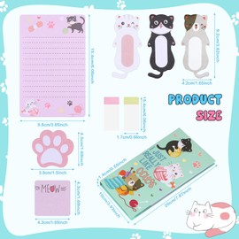 JIANTA 550 Stück Katze Sticky Notes Tabs Set, Katze Zubehör niedliche Haftnotizen Pastell Kartoon Blöcke, Sticky Notes süße Haftnotizzettel 11er-Set für To-Do-Listen, Schule, Zuhause, Büro