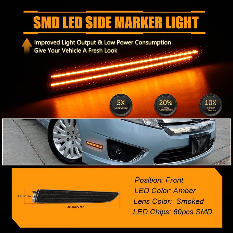 OFFKAT New 2 PCS Front Fender LED Side Marker Lights