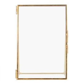 Glass Pressed Flower Frame, Photo Frame Brass Picture Floating Vintage Photo Bracket Glass for Pictures Art ((Place an order for 10.2x15.3cm) (4 * 6inch)