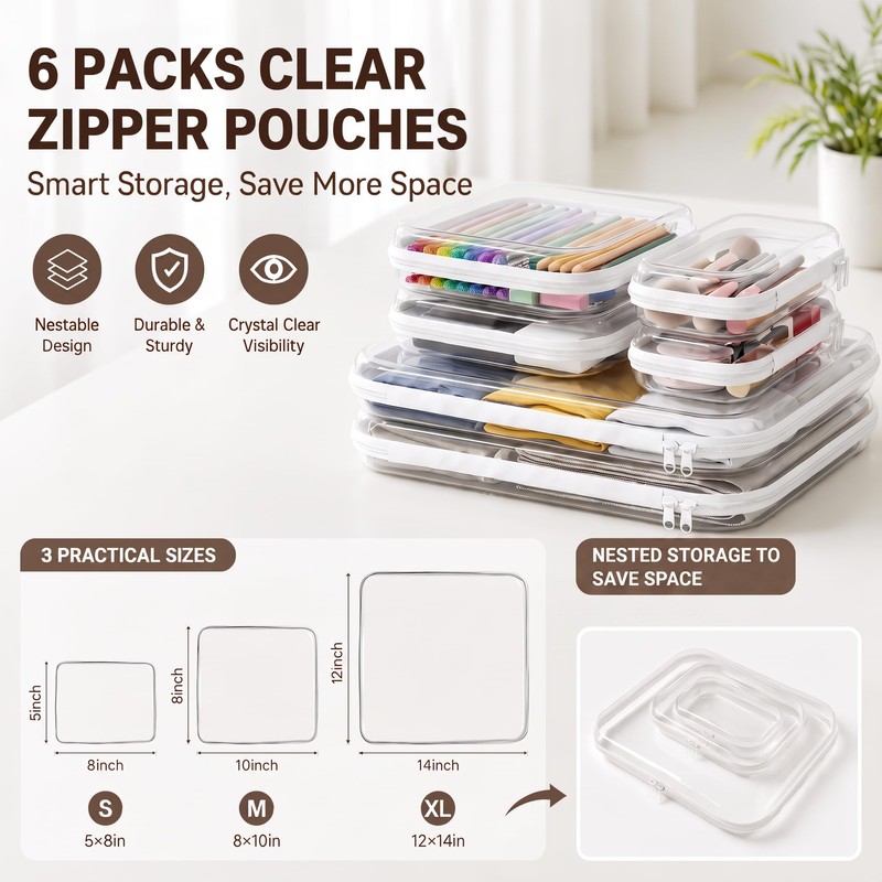 Clear Hard Shell Zipper Case,Diaper Bag Organizer Pouches Set