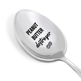 Peanut Butter Lovers Spoon Gift, Birthday Christmas Gift for Kids Mom Dad Grandma Grandpa, Peanut Butter Destroyer, Engraved Peanut Butter Spoons Stainless Steel