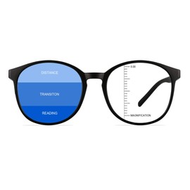 LAMBBAA Vintage Round Progressive Multifocal Presbyopic Glasses, Anti-Blue Light Glasses for Men Women Readers (+0.00/+2.50 Magnification)