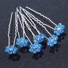 Bridal/Wedding/Prom/Party Set Of 6 Sky Blue Austrian Crystal Daisy Flower