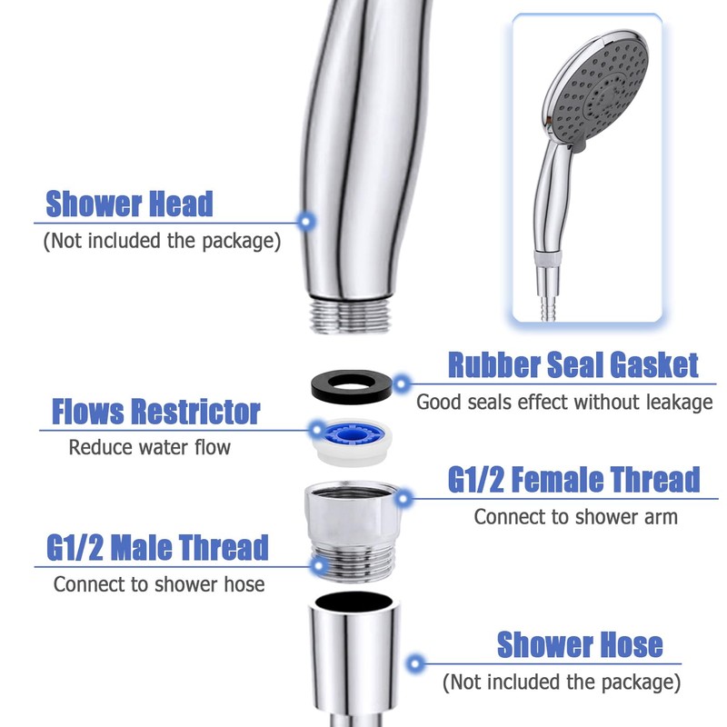 Mesee 2 Sets G1/2 Shower Flow Reducer Limiter Kit, 7