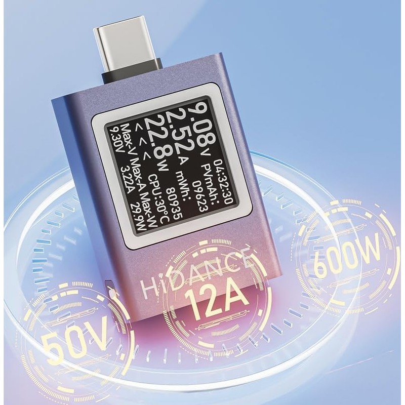 USB PD3.1 Tester Meter Meter 4.5~50V 0~12A PD QC USB