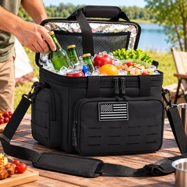 18L Insulated Cooler Bag for Camping and Picnics – Expandable Leakproof Polyester Lunch Tote for Outdoor Travel and Family Outings