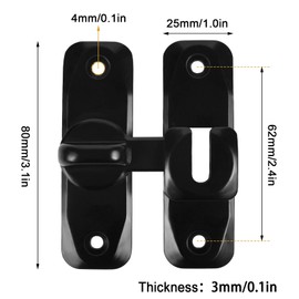 90/180 Degree Door Lock, 1PCS Barn Door Lock Safety Sliding Barn Door Lock Security Door Latch Small Gate Latches Hardware for Barn, Garden, Bathroom, Cabinet, Window, Sliding Door-Black