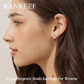 RANKEEF 3 Pairs Silver Studs Earrings For Women Hypoallergenic Sterling Silver Stud Earrings S925 Small Silver Stud Earrings For Women