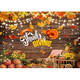 LTLYH 7x5ft Fall Thanksgiving Photography Backdrop Thanksgiving Brown Wood Wall Backdorp Thanksgiving Turkey Pumpkin Decoration Backdrop Fall Party Banner Backdrops 186