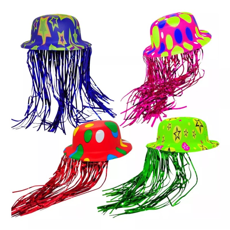 Lecute 50 Sombreros Bombin Peluca Plastico Disfraz Batucada Fiesta