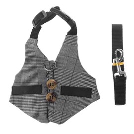 Hypeety Multipurpose Rabbit Vest Harness and Leash Set Small Animal Adjustable Soft Harness with Button Decor Formal Suit Style for Bunny Rabbit Kitten Small Animal Walking (L)