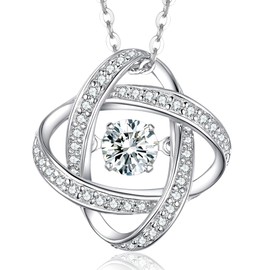 boya Moissanite Necklace, 0.5 Carat Necklaces for Women, 925 Sterling Silver Dance Necklace, D Color VVS1 Round Pendant Jewelry, Mother's Day Jewelry Gifts for Women Mom/Wife