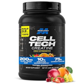 MuscleTech Creatine Monohydrate Powder - Cell-Tech Creatine Powder Post Workout Recovery Drink, Muscle Builder & Musclebuilding Supplement - Tropical 