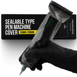 Sealable Tattoo Pen Covers Large, Gun Covers 2.5''x 7.8'', 200pcs Tattoo Machine Covers, Tattoo Machine Wrap for Tattoo Artists - Pro Supplies Accessories Black(2.5inchX7.8inch)