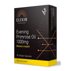 ELIXIR NUTROLOGY Evening Primrose Oil 1000mg 30 Capsules - Supports Women’s Health, Rich in Gamma-Linolenic Acid (GLA), with Vitamin E for Skin Health & Antioxidant Protection.