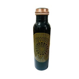 Black Copper Water Bottle 34 Oz,Joint Free-Ayurveda Health For Travelling Purpose Copper Vessel for Drinking Water Bottle, Yoga, Fitness,school Gift for Christmas Birthday - Capacity 1000 Ml