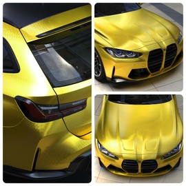 Lypumso Honeycomb Carbon Fiber Vinyl Wrap, Chrome Hexagon Cast Vinyl Film for Almost Cars and Motorcycles Exterior Interior, Self-Adhesive Car Wrap Stickers (Gold, 1ft x 10ft)